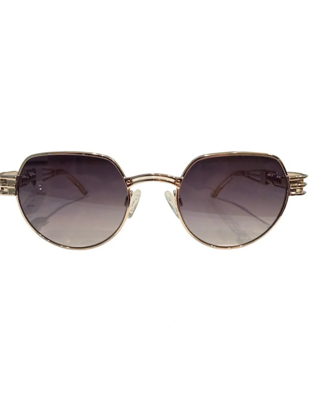 NEW Carolina Lemke Gold Tan Metal Intricate Frame Sunglasses Unisex Geometric